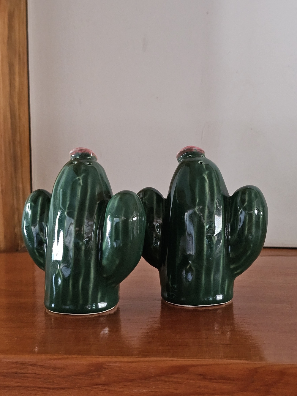 Green Ceramic Cactus Salt & Pepper Shaker Set